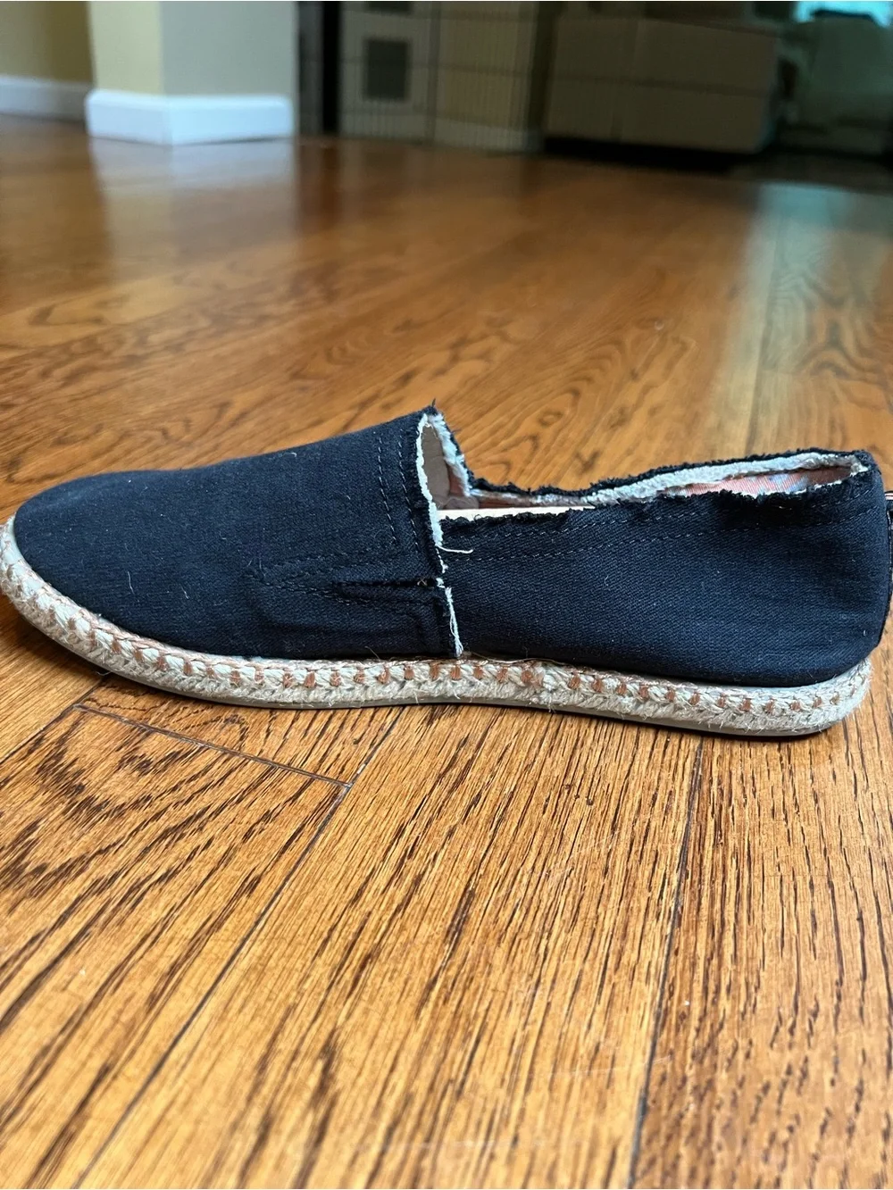 Vionic Black Canvas Espadrille Slip-Ons with Jute Trim